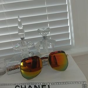Gold/Orange Leopard Detail Sunglasses